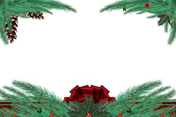 Fir branch frame with decorations © vectorfusionart