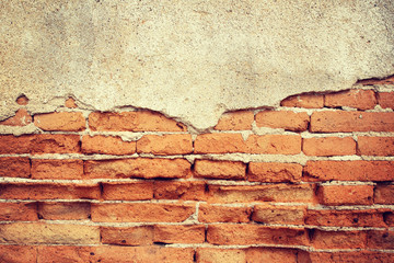 cracked concrete vintage brick wall background