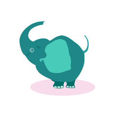 Cute Cartoon Elephant. Vector Illustartion Flat 