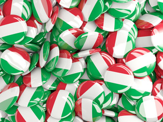 Background with round pins with flag of italy