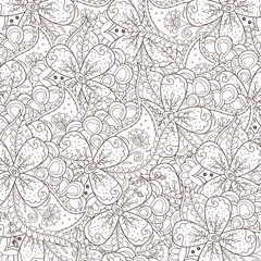 Abstract zentangle background with flowers and paisley. Doodle perfect for cards, invitations, wedding, t-shirt, brochure, flyer, presentation. Indian east style. Floral design. Vector illustration.