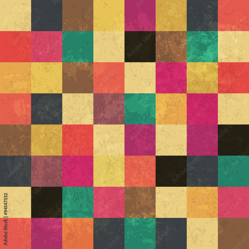Aufkleber colorful aged squares. seamless pattern. grunge layers can be ea