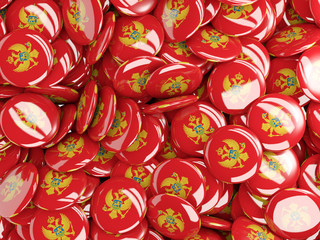 Fototapeta na wymiar Background with round pins with flag of montenegro