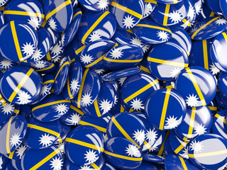 Background with round pins with flag of nauru