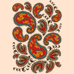 Hand-Drawn Henna Mehndi Abstract Mandala Flowers and Paisley Doodle Vector Illustration Design Elements