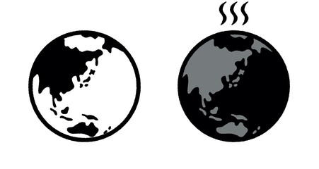 地球と地球温暖化_モノクローム