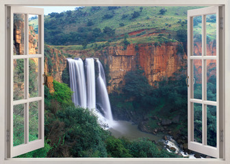 Open window view to Elands River Falls, South Africa - 94148745