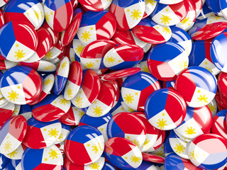 Background with round pins with flag of philippines