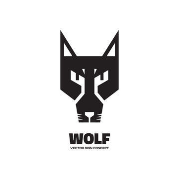 Wolf head - vector logo concept illustration. Dog logo illustration. Wolf graphic sign. Animal wold logo. Wild wolf sign. Vector logo template. Design element.