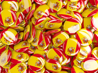 Background with round pins with flag of spain