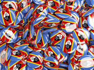 Background with round pins with flag of swaziland