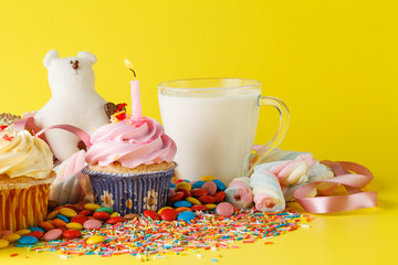 Fun kid sweets with milk