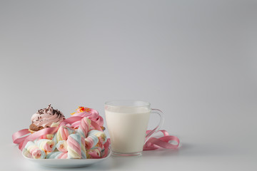 Sweet breakfast decoration with milk