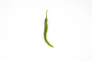 Green chili pepper isolated on white background..