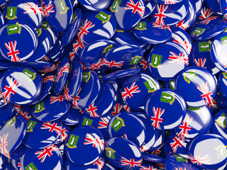 Background with round pins with flag of virgin islands british