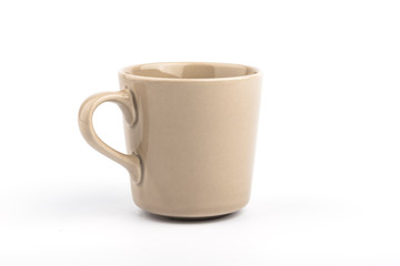 Brown coffee cup on white background