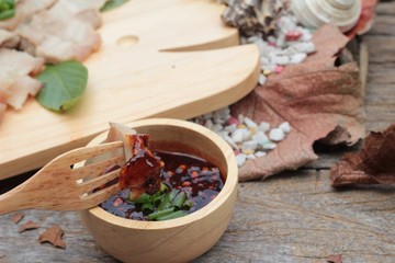 Pork belly boiled spicy sauce.