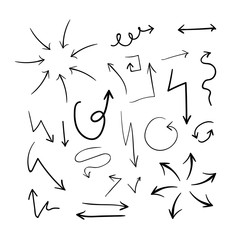 Collection of different hand drawn arrows