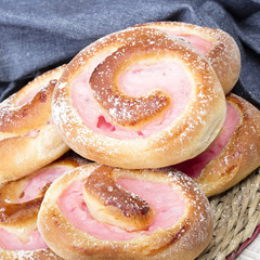 Homemade cream buns with chocolate