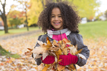 Child on autumn season portrait