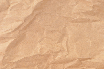 Wrinkled packaging paper background, close up, DOF