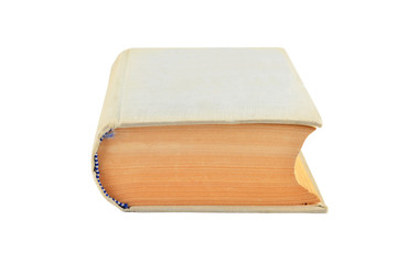 Old hardcover book, isolated on white background