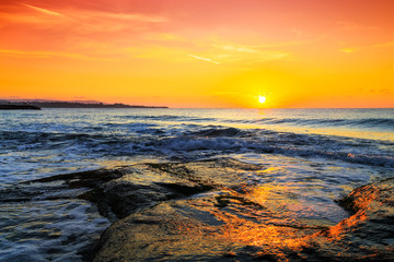 Naklejka premium Sunrise over the sea, Black sea coast, Bulgaria