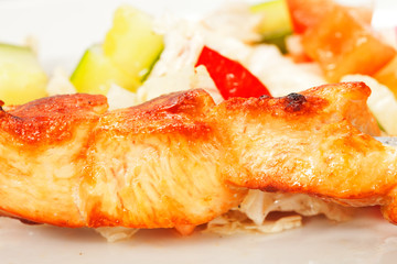 barbecue with sauce and vegetables
