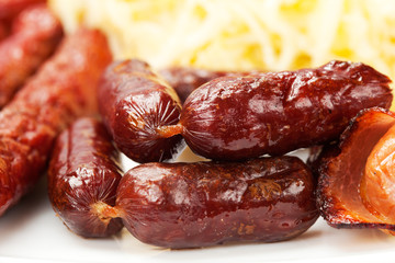 Grilled sausage collage.