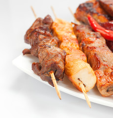 barbecue with sauce and vegetables