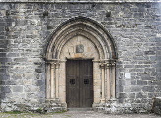 Fototapeta na wymiar Church of Santiago or the Pilgrims located in Roncesvalles (Navarra, Spain)