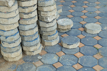 octagon brick for laying paving floor in construction site