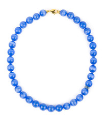 Blue necklace of cat's eye .