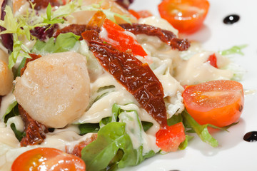 salad with salmon and seafood