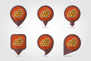 Honeycomb bee flat mapping pin icon