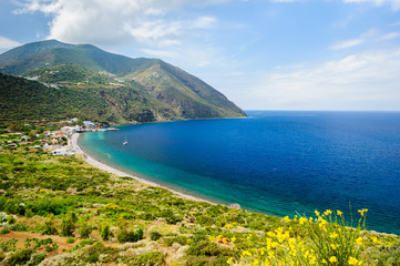 A stunning Filicudi island seashore, Sicily, Italy. - 94156978