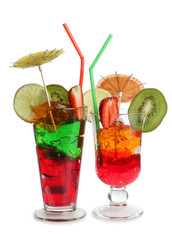 Cocktail in a glass on white background