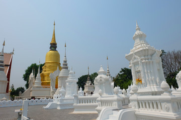 golden pagoda in wat suan dok temple, chiang mai, thailand