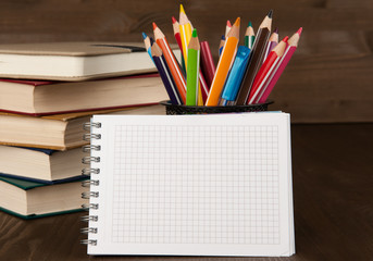 Fototapeta premium Blank NotePad and colorful Pencils
