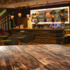 wooden desk space and bar 