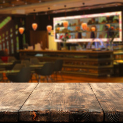 wooden desk space and bar 