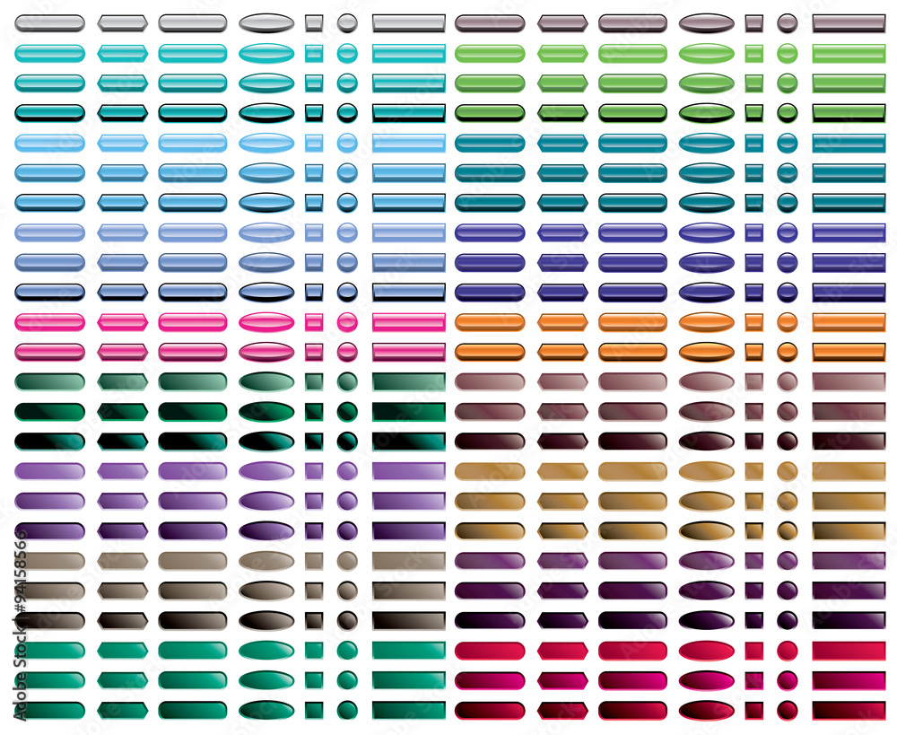 Wall mural a colorful set of 336 web buttons