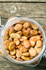 dried broad beans in jar