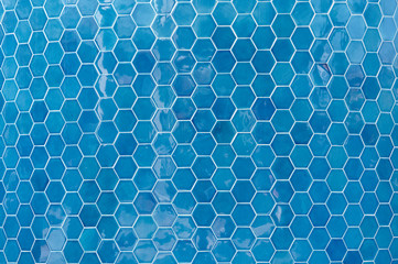 Blue hexagonal ceramic mosaics