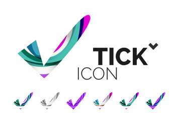Set of abstract OK and tick icons, business logotype concepts