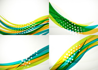 Set of abstract backgrounds. Elegant colorful decorated lines