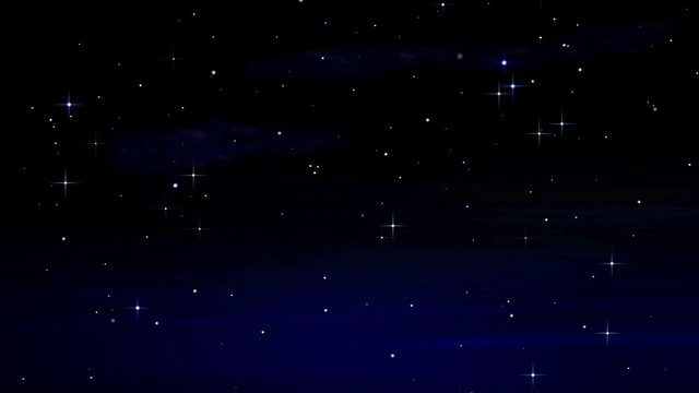 Moving stars on blue black background