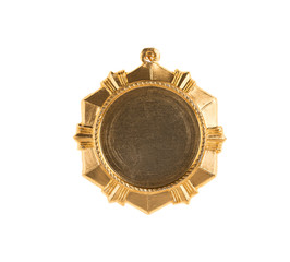 Closeup of gold medal.