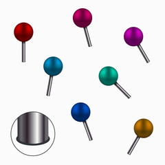 Vector modern colorful pins set on white 