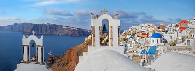 Santorini - The panorama of Oia with the churches